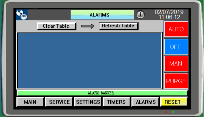 Self Cleaning Multi-Hydrocyclone Controller Screen Descriptions