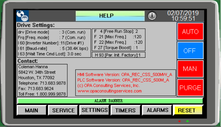 Self Cleaning Multi-Hydrocyclone Controller Screen Descriptions