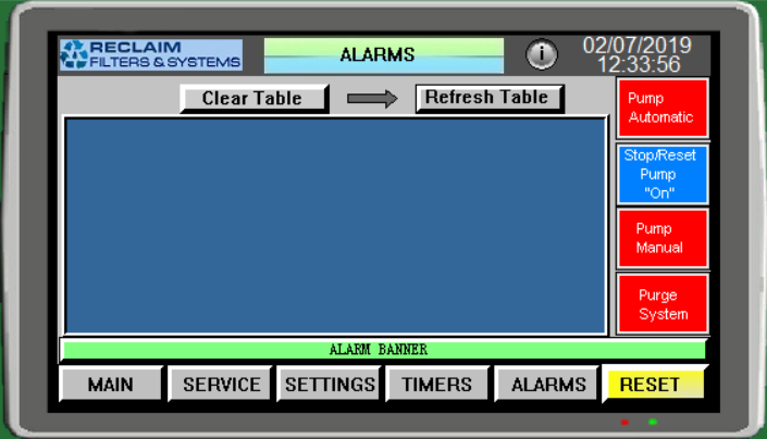 UF Ceramic Membrane Controller Screen Descriptions